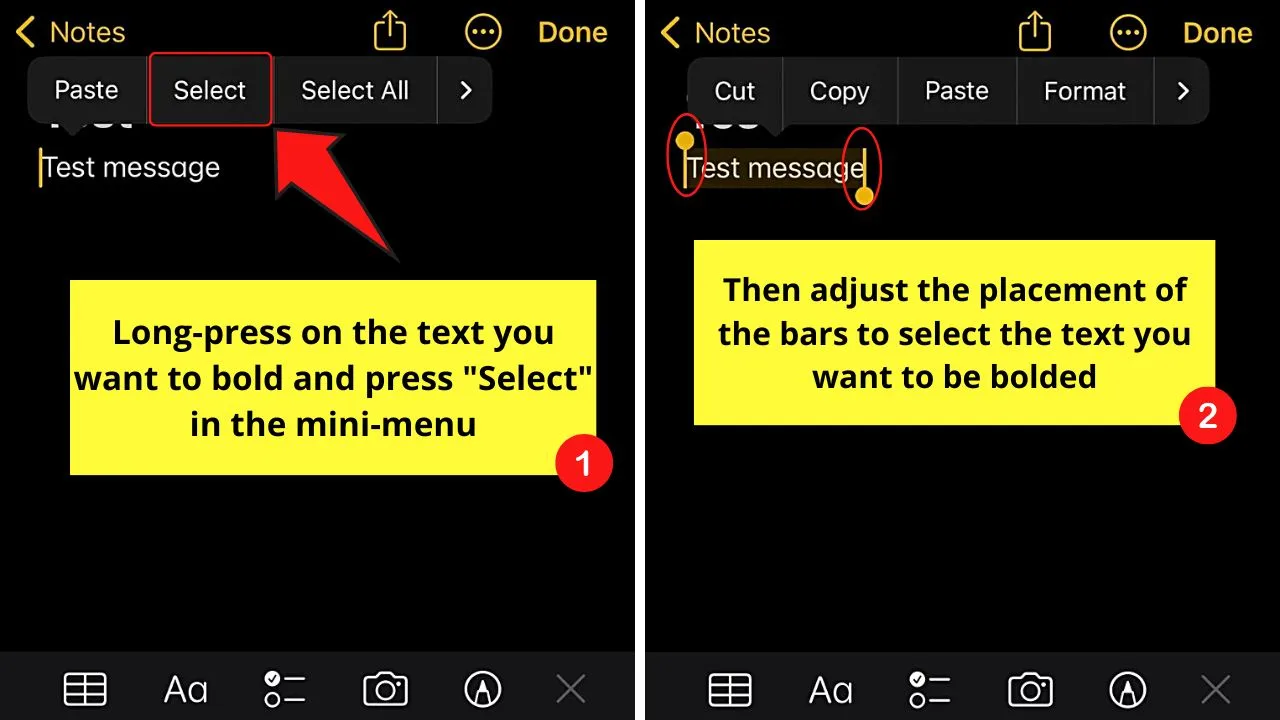How to Bold Text on the iPhone Notes App Step 1