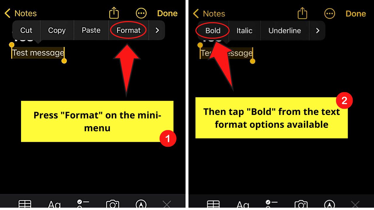 How to Bold Text on the iPhone Notes App Step 2