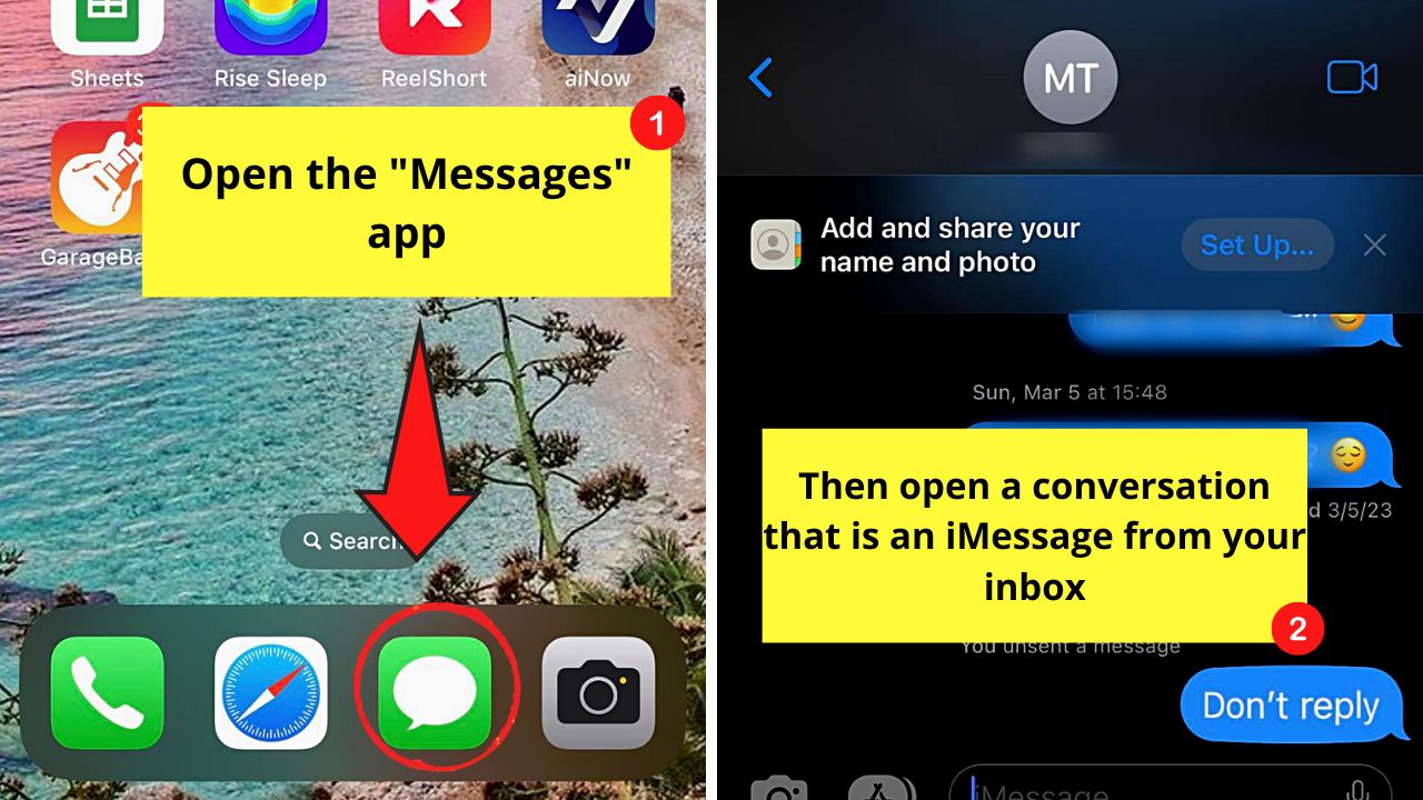 How to Delete Text Messages on the iPhone for Both Sides Step 1