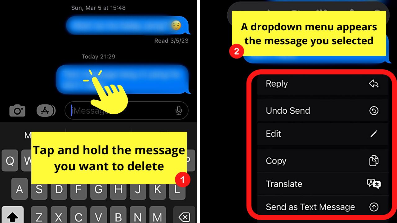 How to Delete Text Messages on the iPhone for Both Sides Step 2