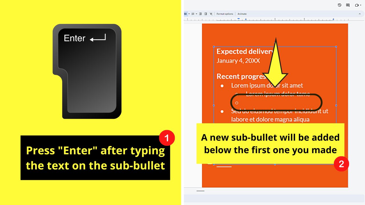 How to Make Sub-Bullets in Google Slides Step 4
