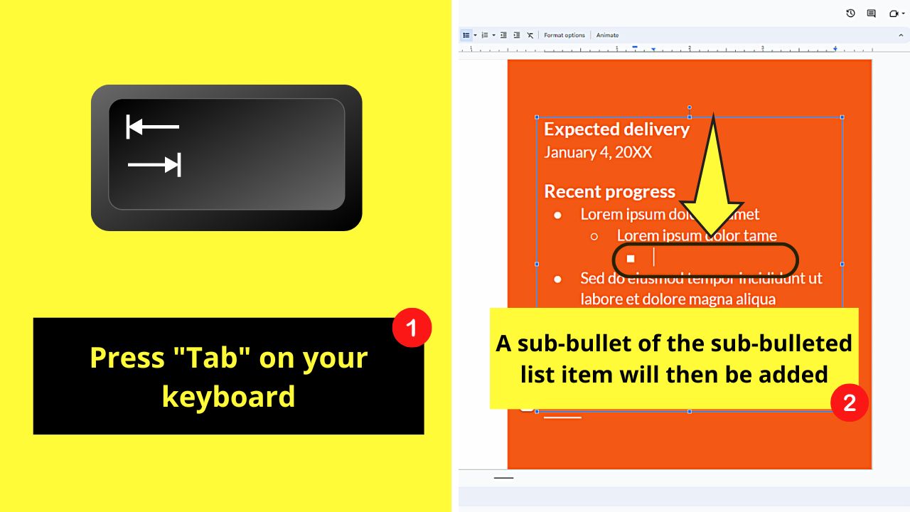 How to Make Sub-Bullets in Google Slides Step 5