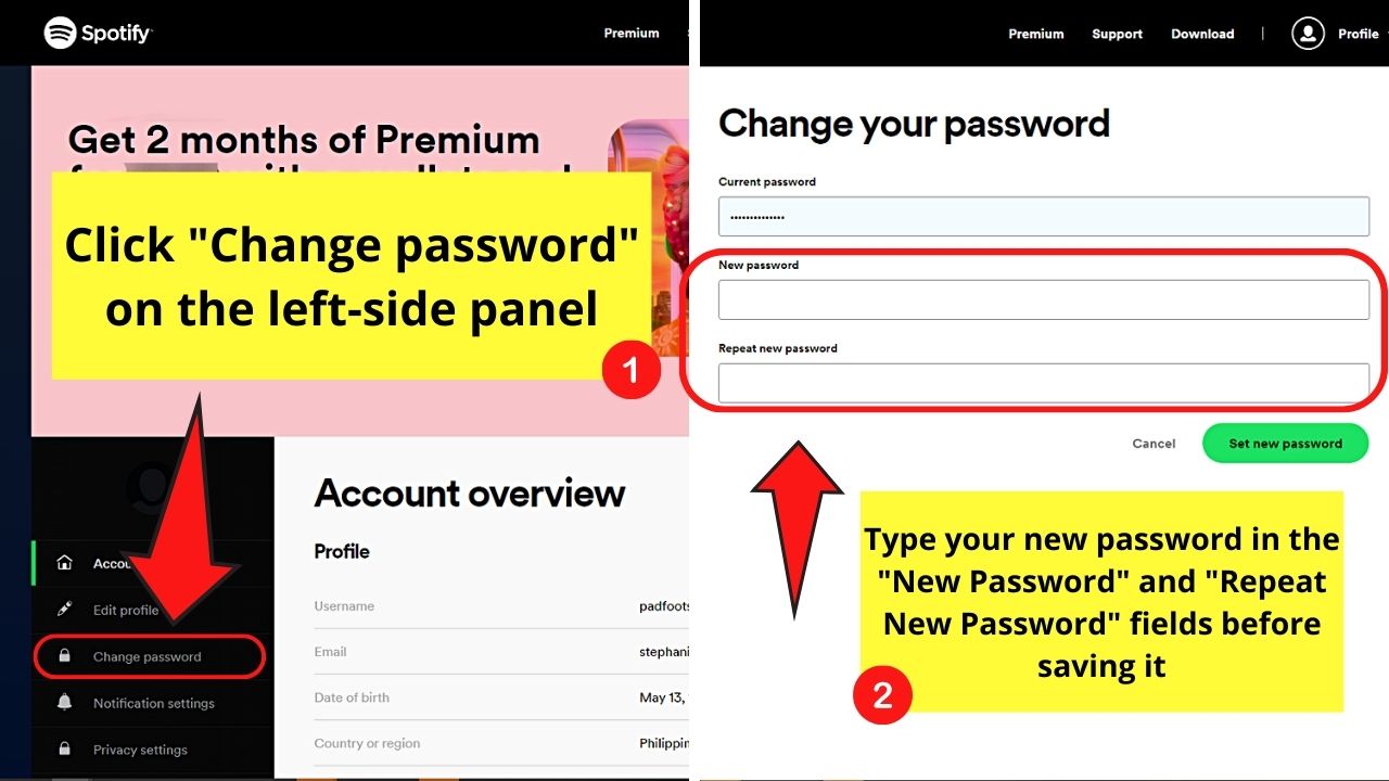 Change your Password When Spotify Keeps Pausing Step 4