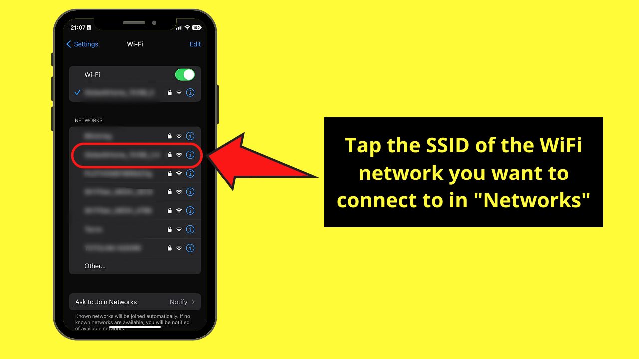 How to Manually Connect to a Detected SSID on the iPhone Step 3
