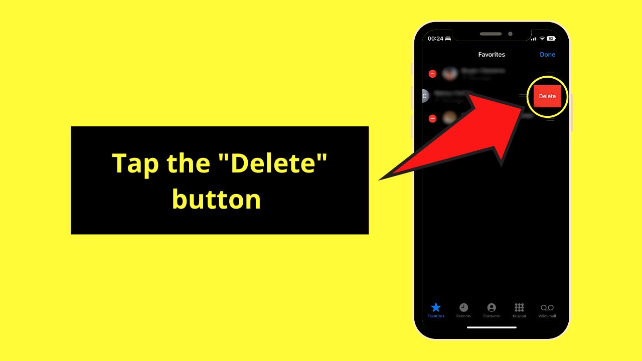 How to Remove Favorites from the iPhone Using the Swipe Method Step 3