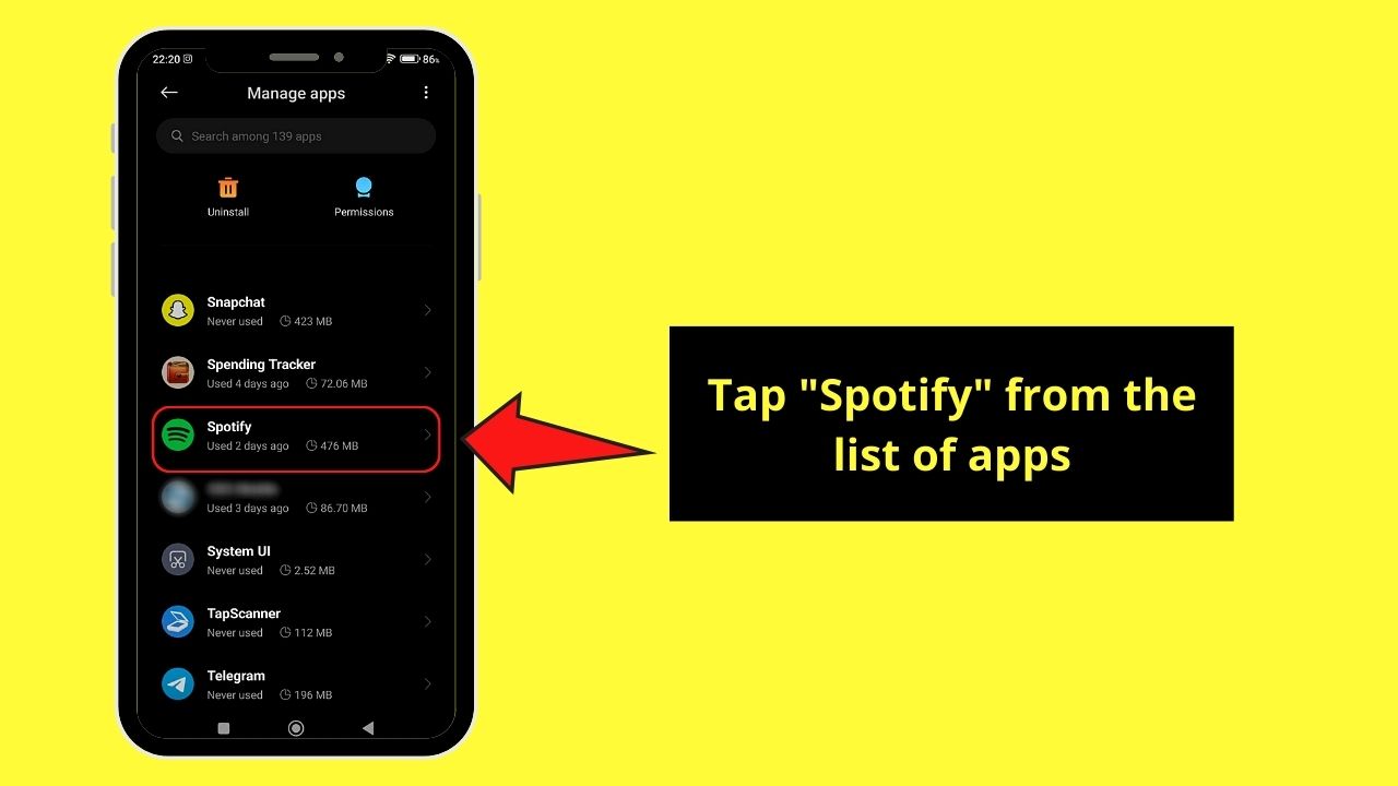 Reinstall Spotify When It Keeps Pausing (Android) Step 4