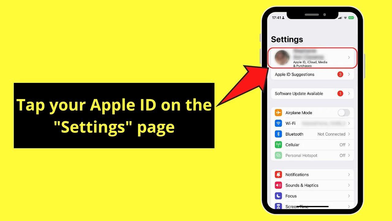 Signing Out of Apple ID and Create a New One to Remove Subscriptions on the iPhone Step 2