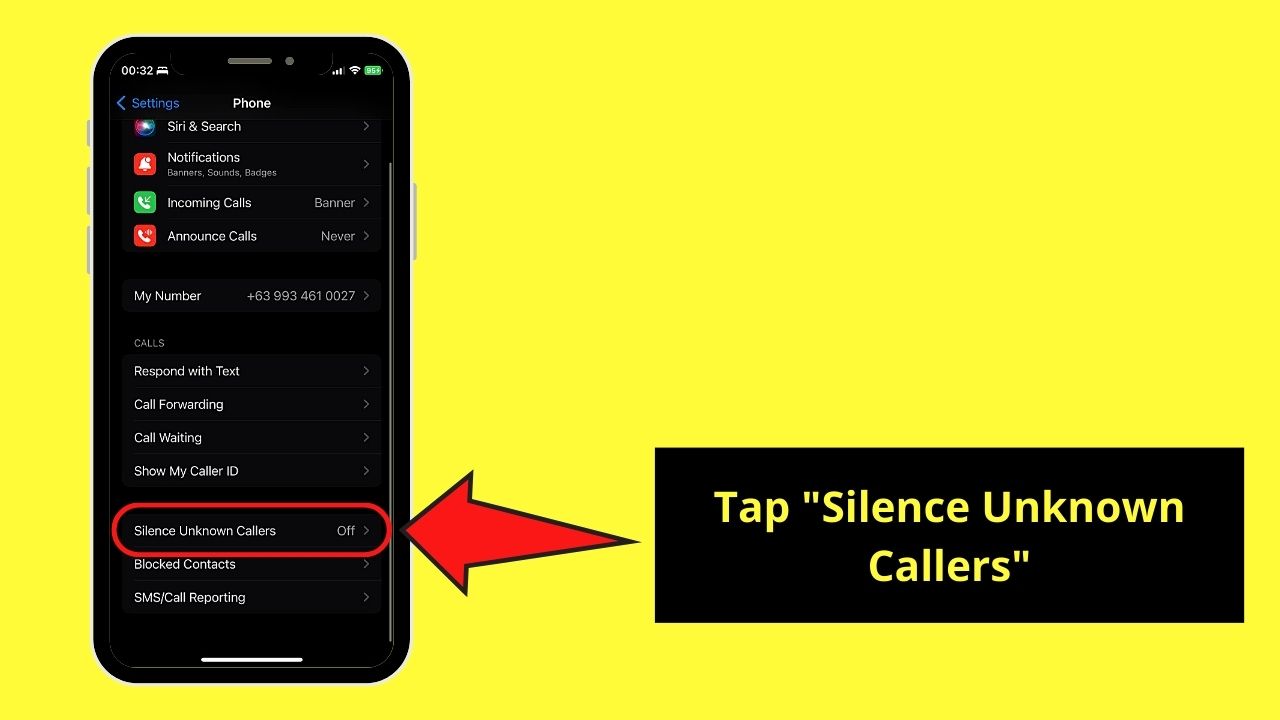 Blocking Unknown Callers (iPhone) Step 2