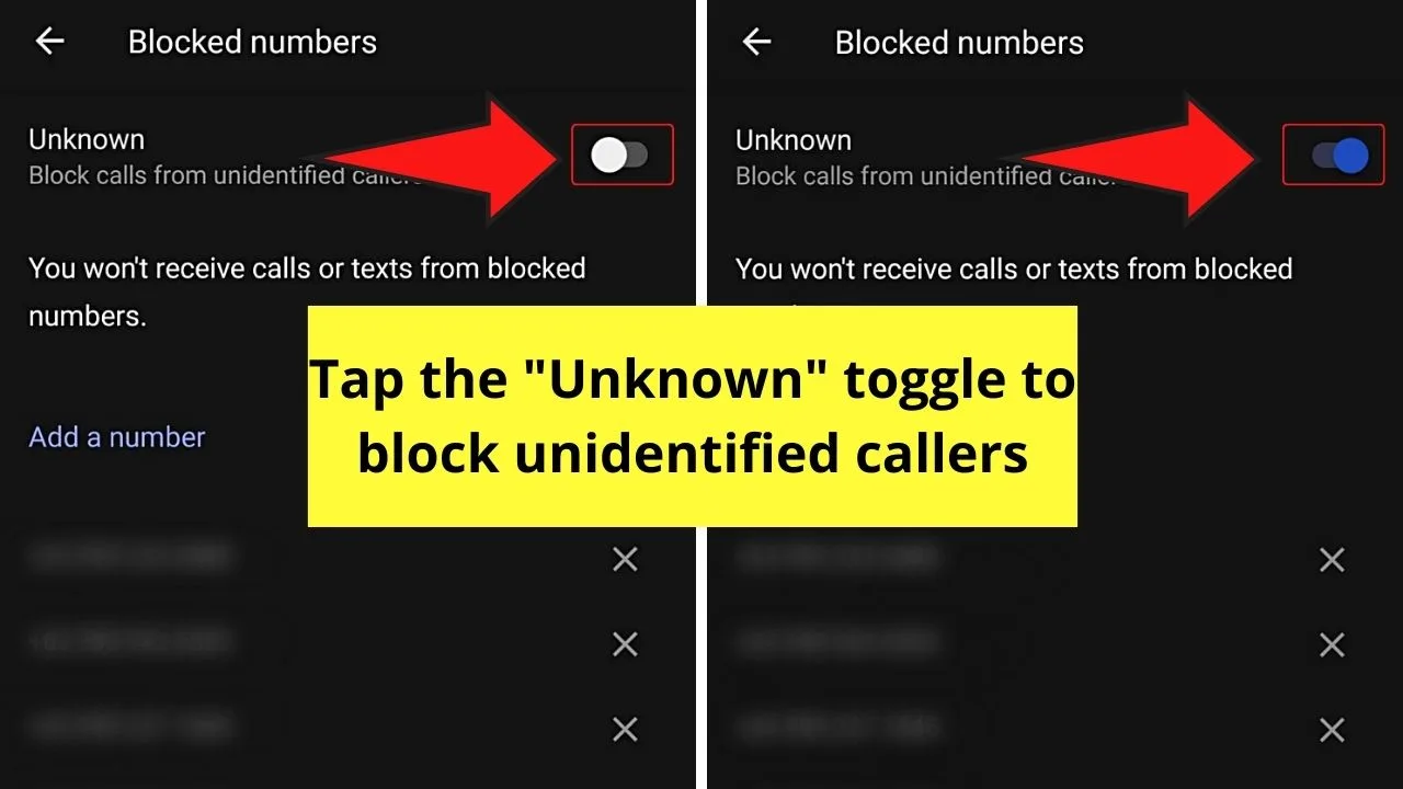 Blocking Unknown No Caller ID Callers (Android) Step 4