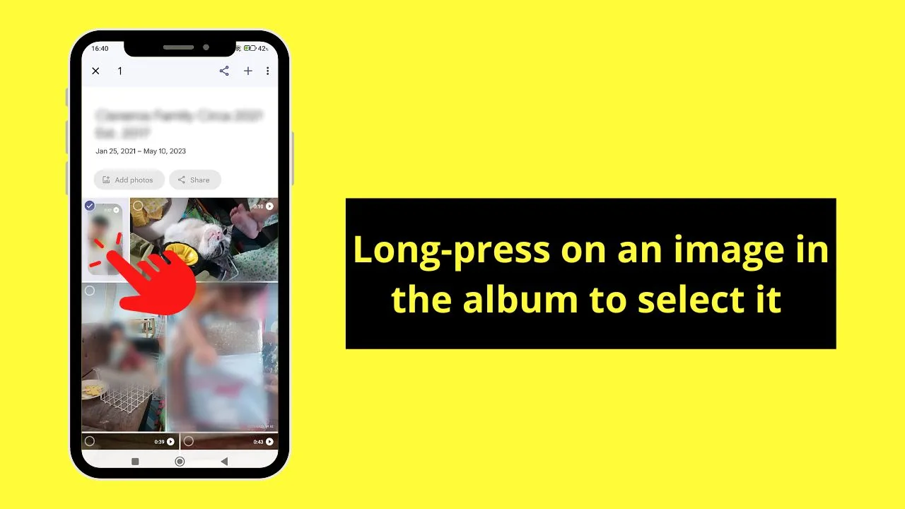 Choosing All Images in a Google Photos Album to Select All Photos in Google Photos on Android Step 3