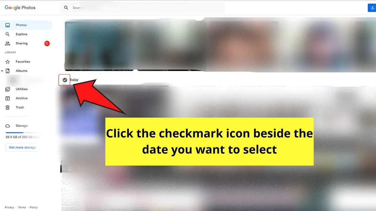 Choosing a Specific Date to Select All Photos in Google Photos on PC Step 1