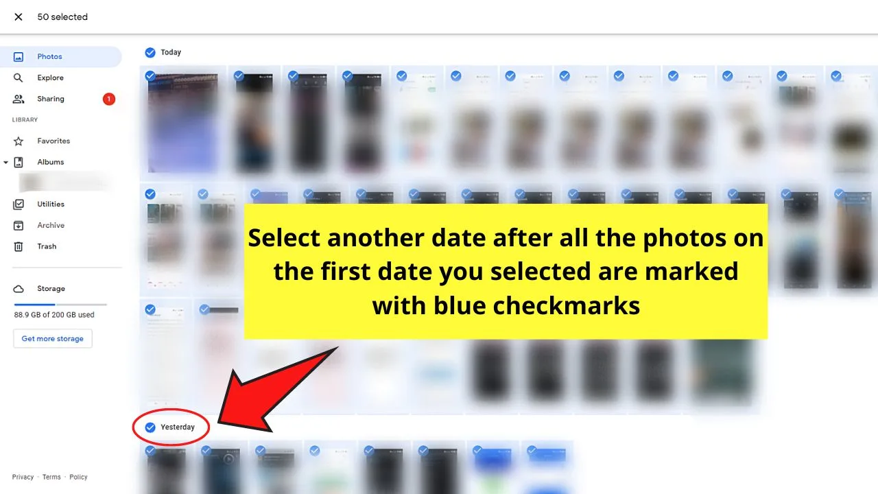 Choosing a Specific Date to Select All Photos in Google Photos on PC Step 2