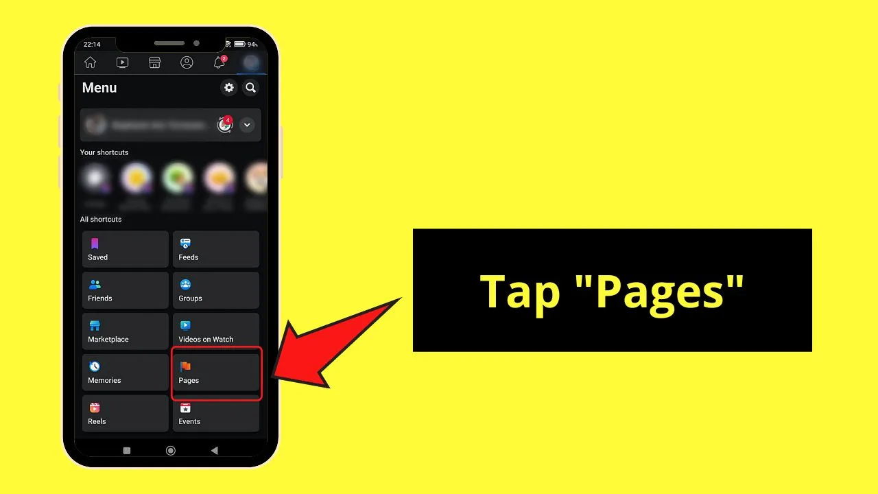 How to Find Drafts on Facebook Pages (Android) Step 2