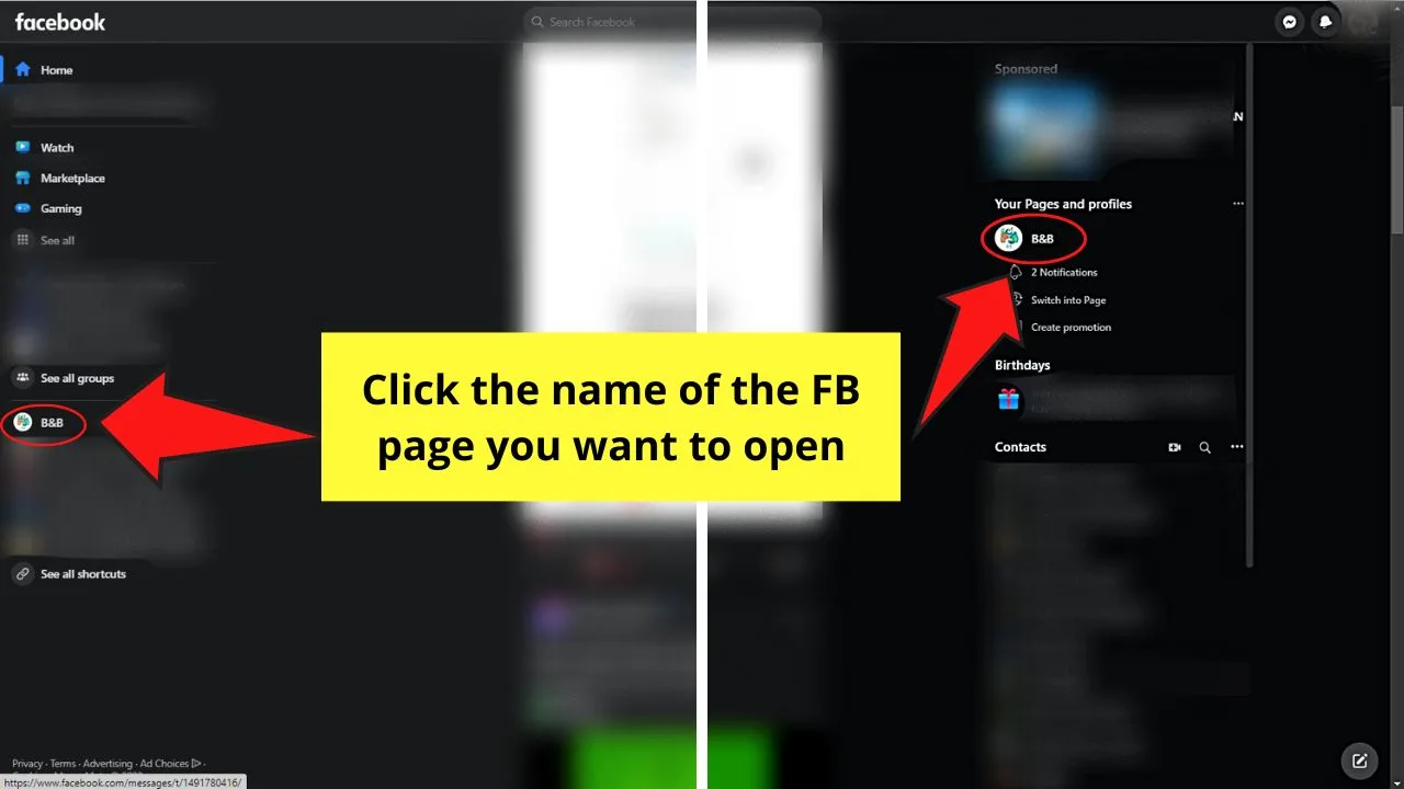 How to Find Drafts on Facebook Pages (PC) Step 1