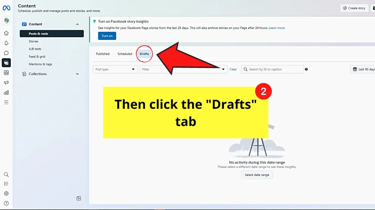 How to Find Drafts on Facebook Pages (PC) Step 5