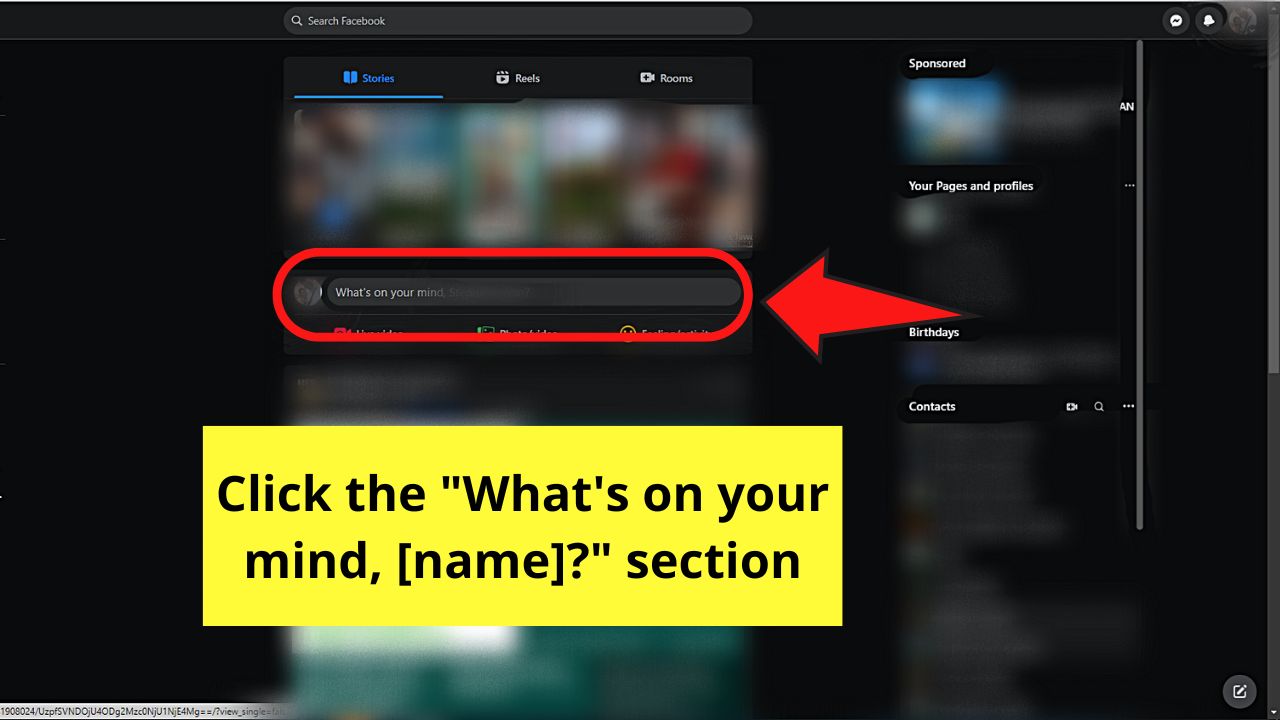 How to Find Drafts on Facebook Profile (PC) Step 1