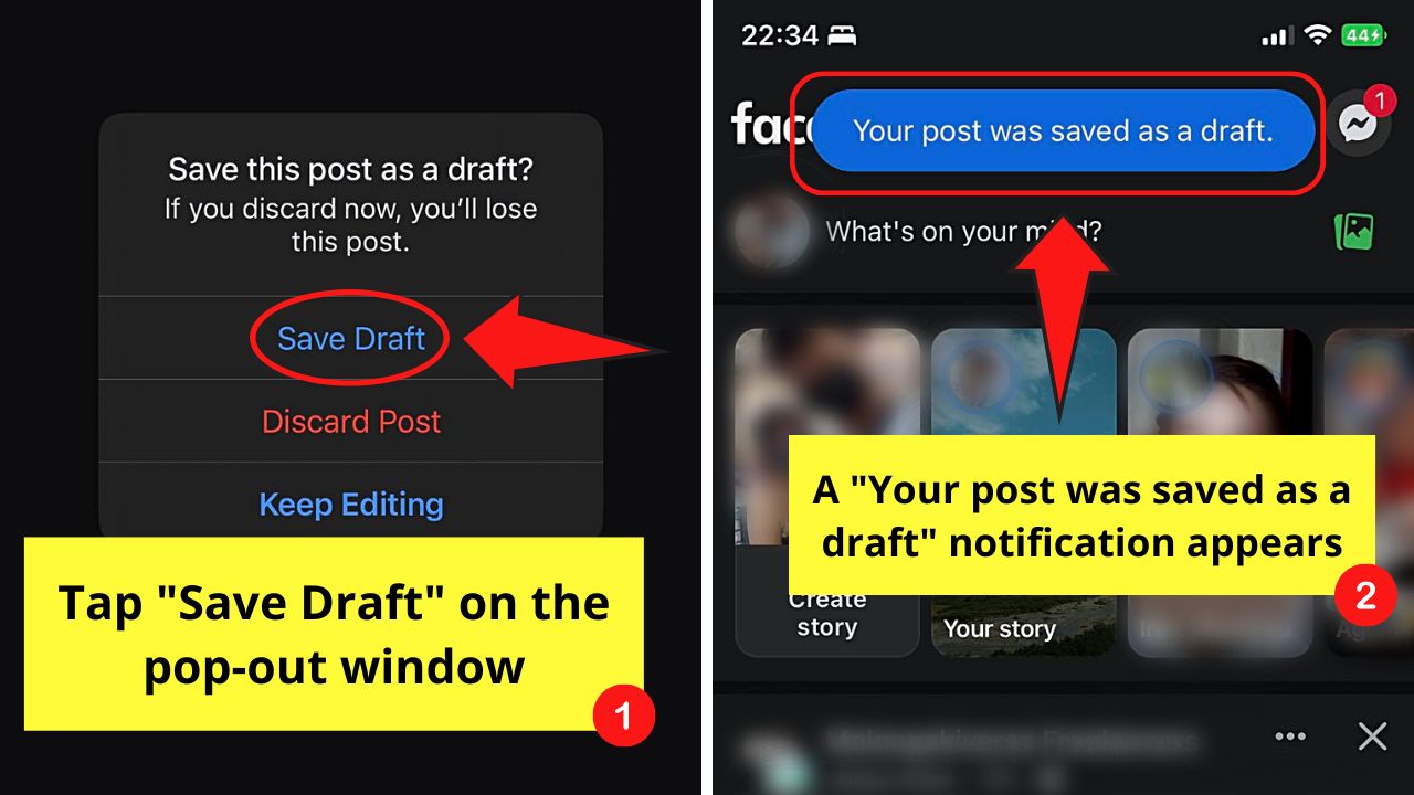 How to Find Drafts on Facebook Profile (iPhone) Step 4