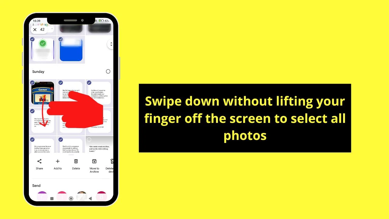 Pressing and Holding a Photo and Scrolling Down to Select All Photos in Google Photos on Android Step 2