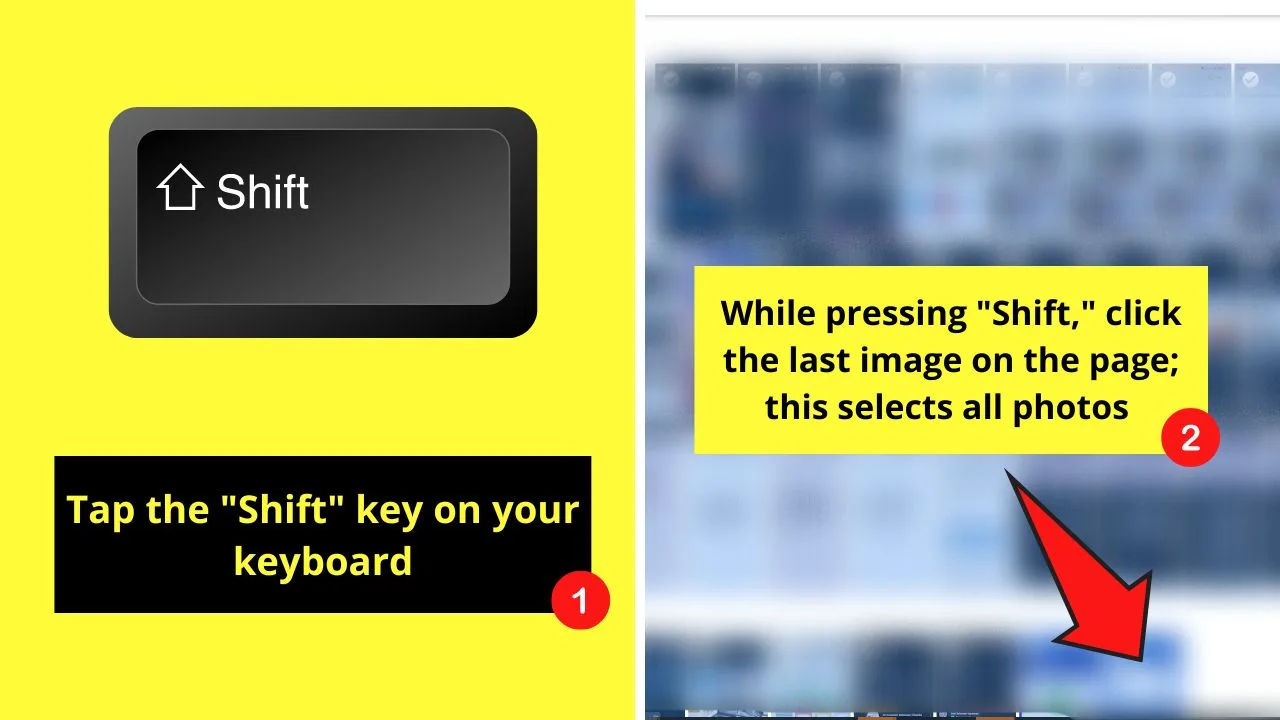 Pressing the Shift Key While Scrolling Down to Select All Photos in Google Photos on PC Step 2