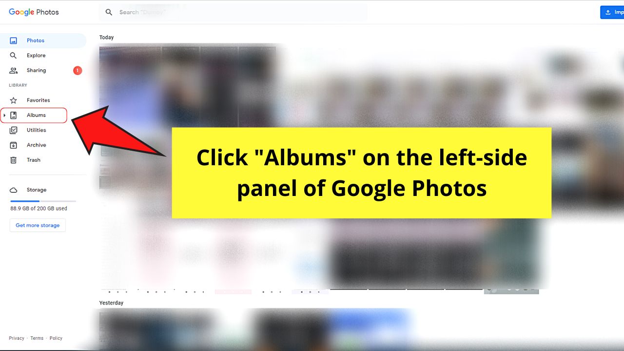 Selecting an Album to Select All Photos in Google Photos on PC Step 1