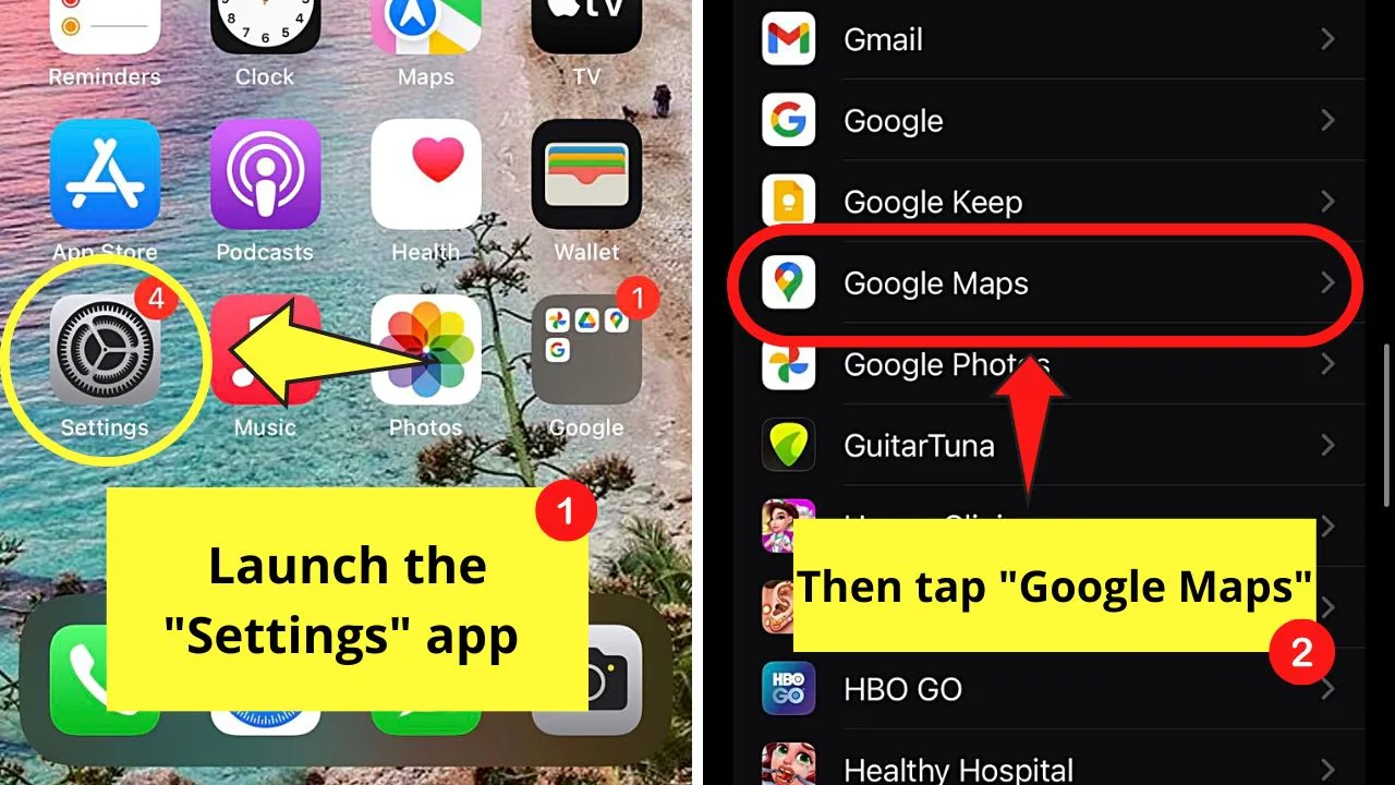 Setting Google Maps the Default on iPhones in Gmail Step 1