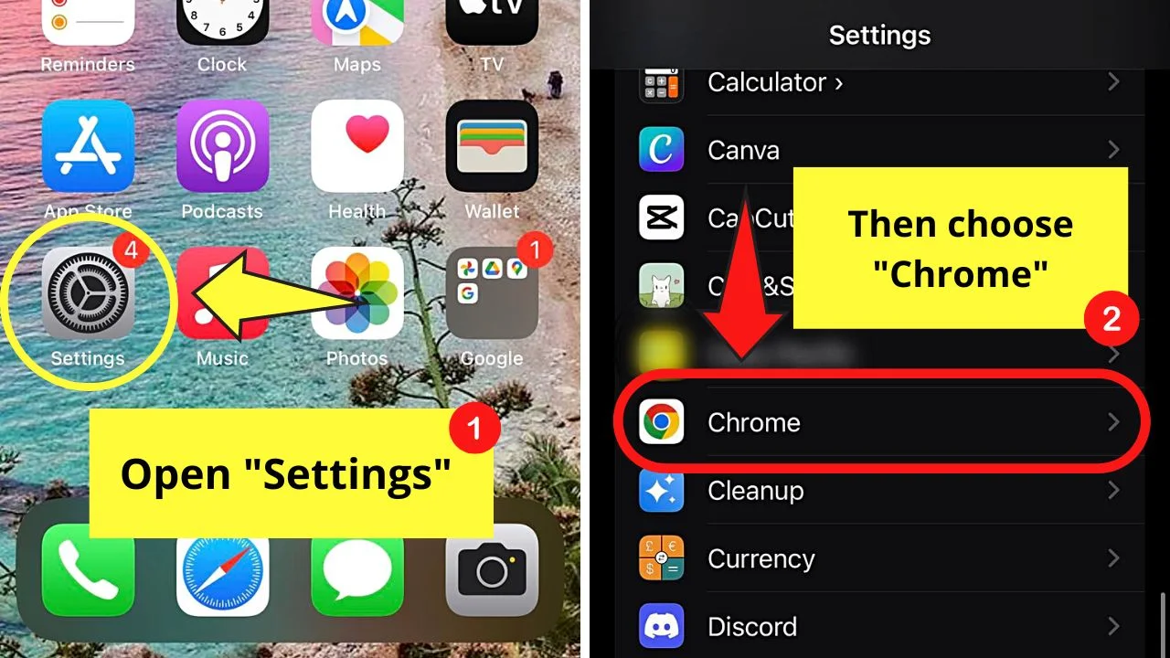 Setting Google Maps the Default on iPhones in Google Chrome Step 1