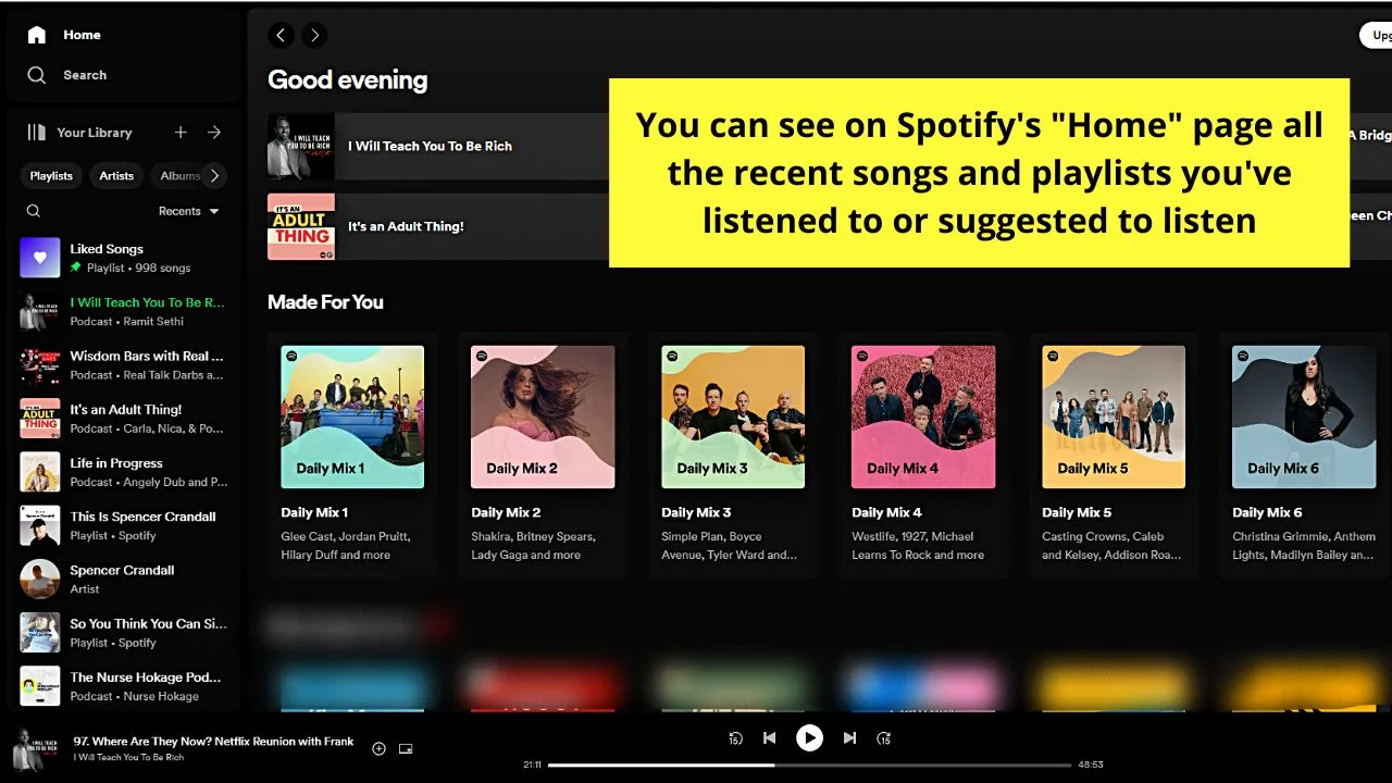 Spotify Recently Played on Desktop Step 1