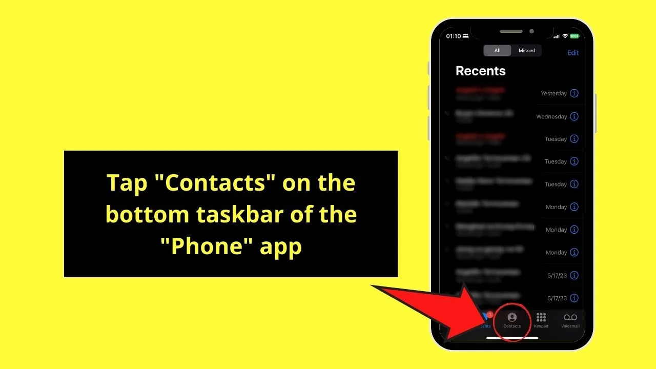Tapping Contacts to Block Specific Numbers on iPhones Step 1