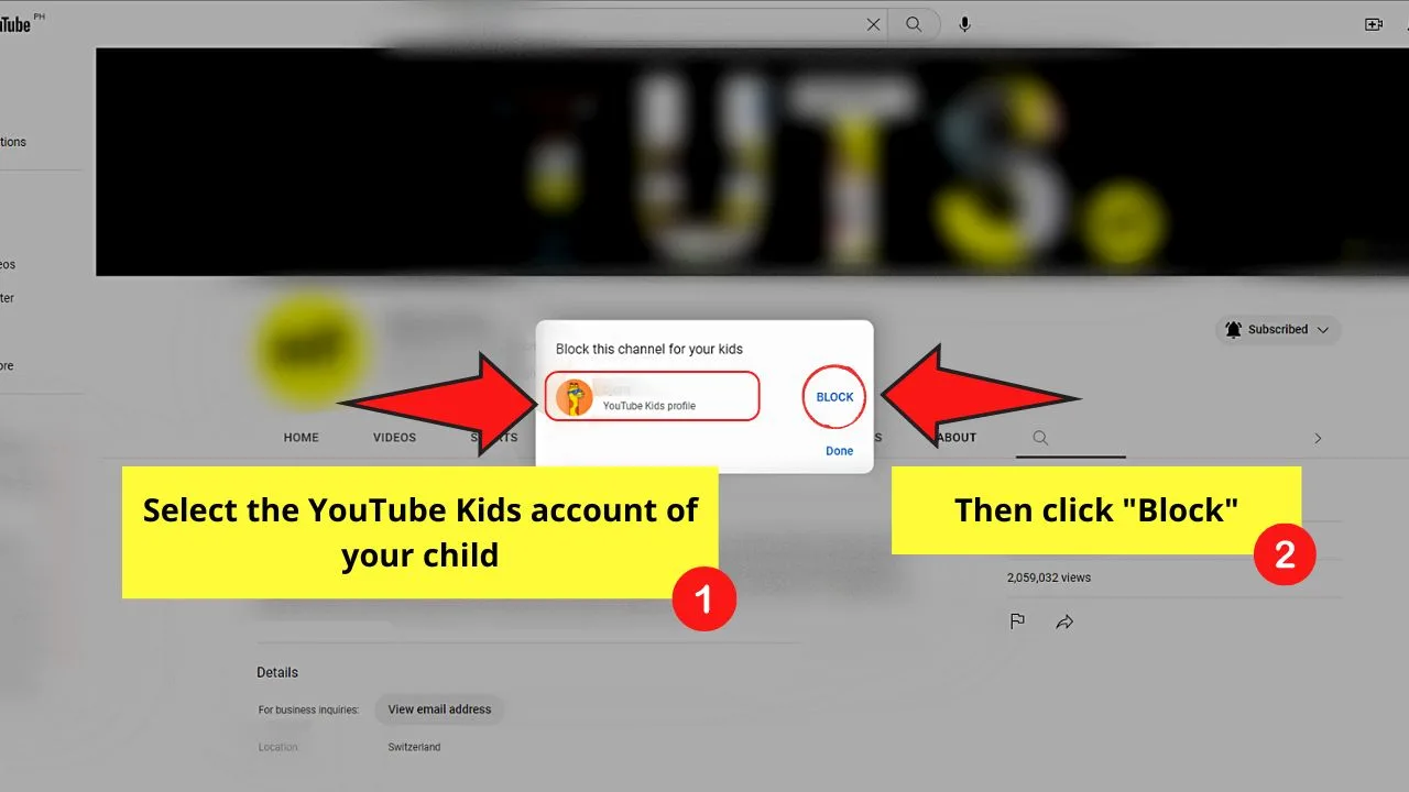 Blocking a Channel on YouTube by Blocking the User (Web Version) Step 7