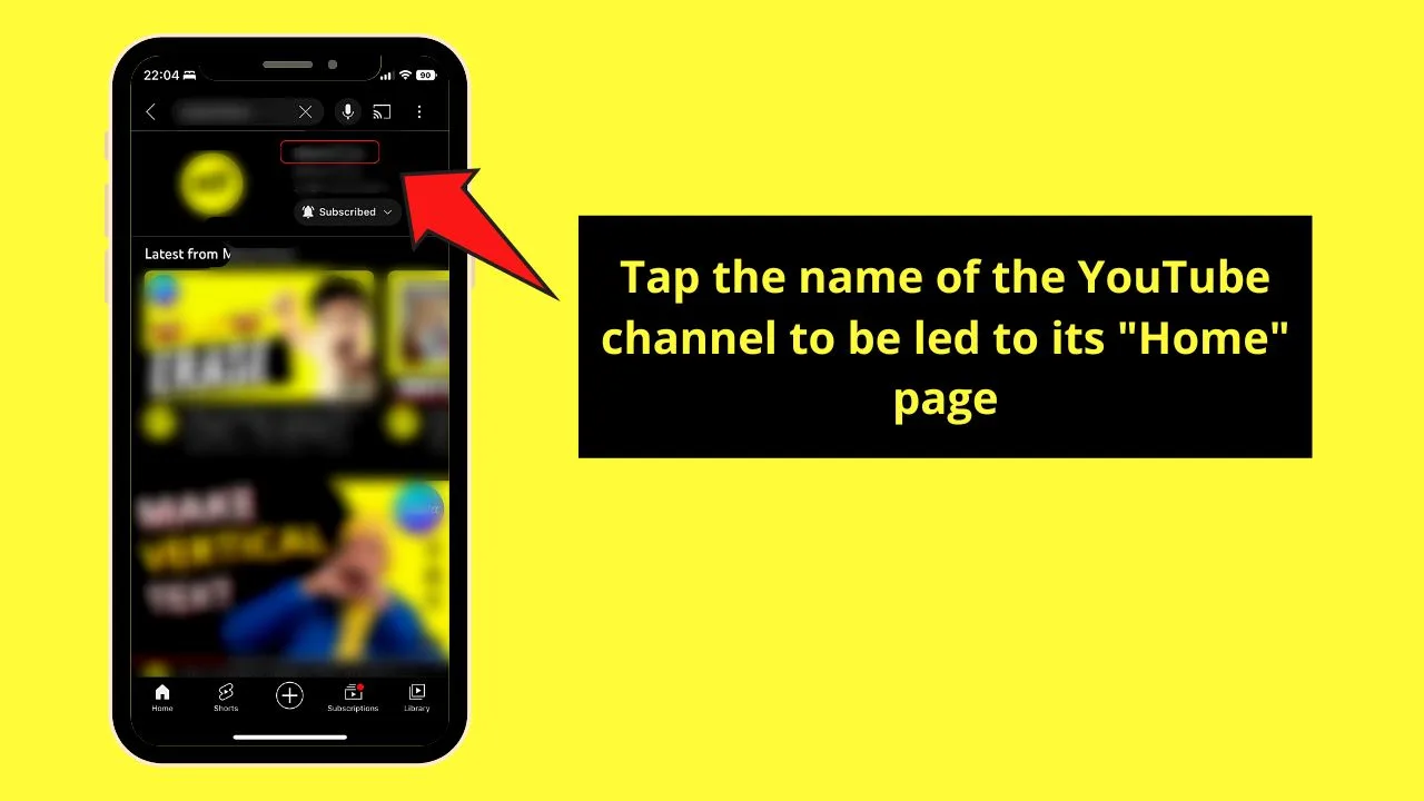 Blocking a Channel on YouTube by Blocking the User (YouTube Mobile) Step 2