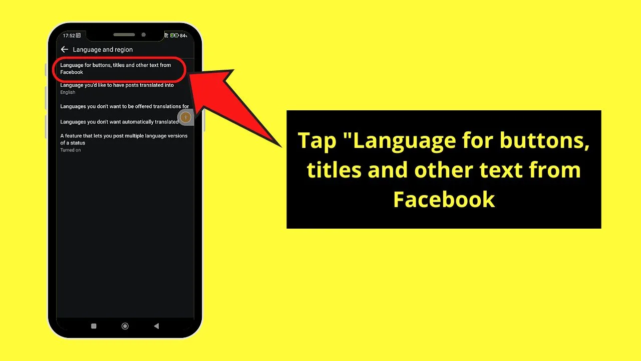 How to Change Language on Facebook (iPhone) Step 4