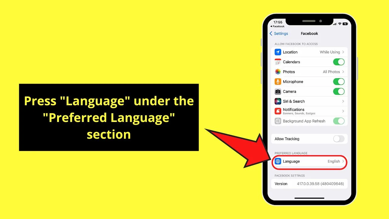How to Change Language on Facebook (iPhone) Step 5