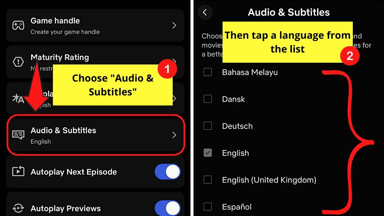 How to Change the Audio and Subtitle Language on Netflix (Mobile) Step 3