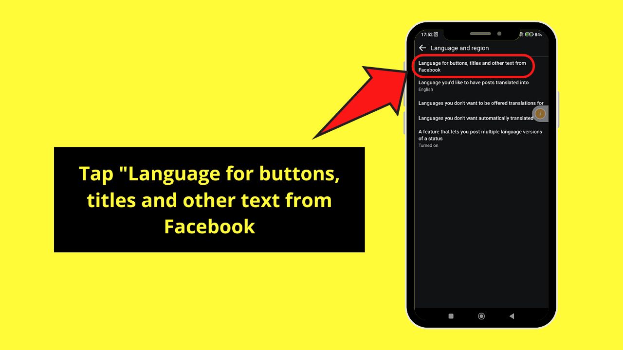 How to Change the Language on Facebook (Android) Step 4