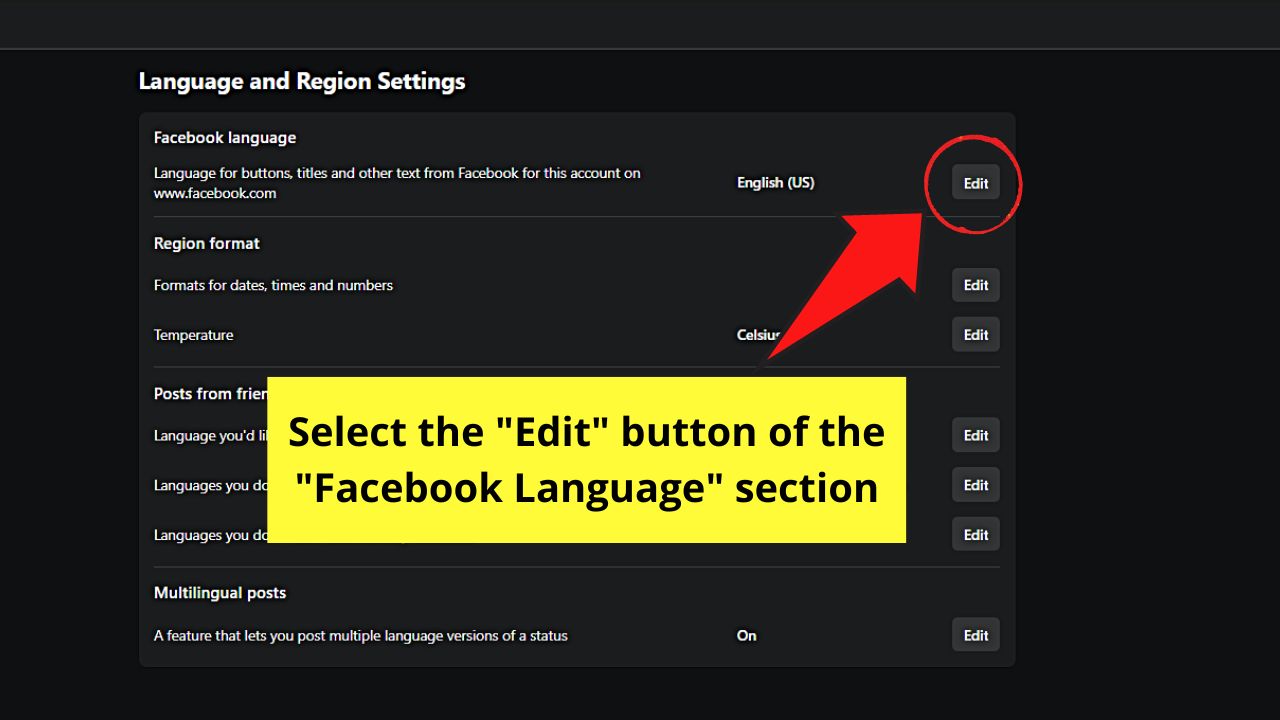 How to Change the Language on Facebook (Desktop) Step 5