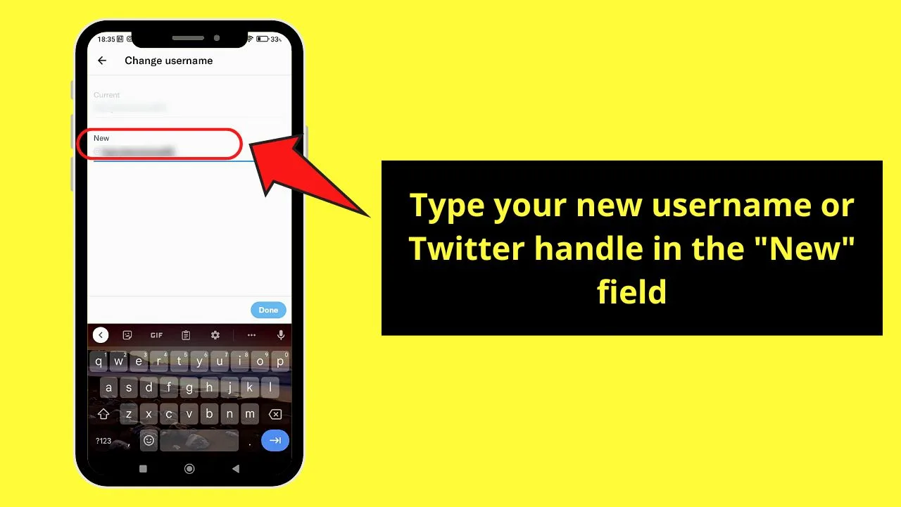 How to Change the Twitter Handle (Android) Step 5