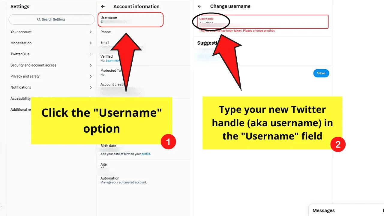 How to Change the Twitter Handle (Web Version) Step 6