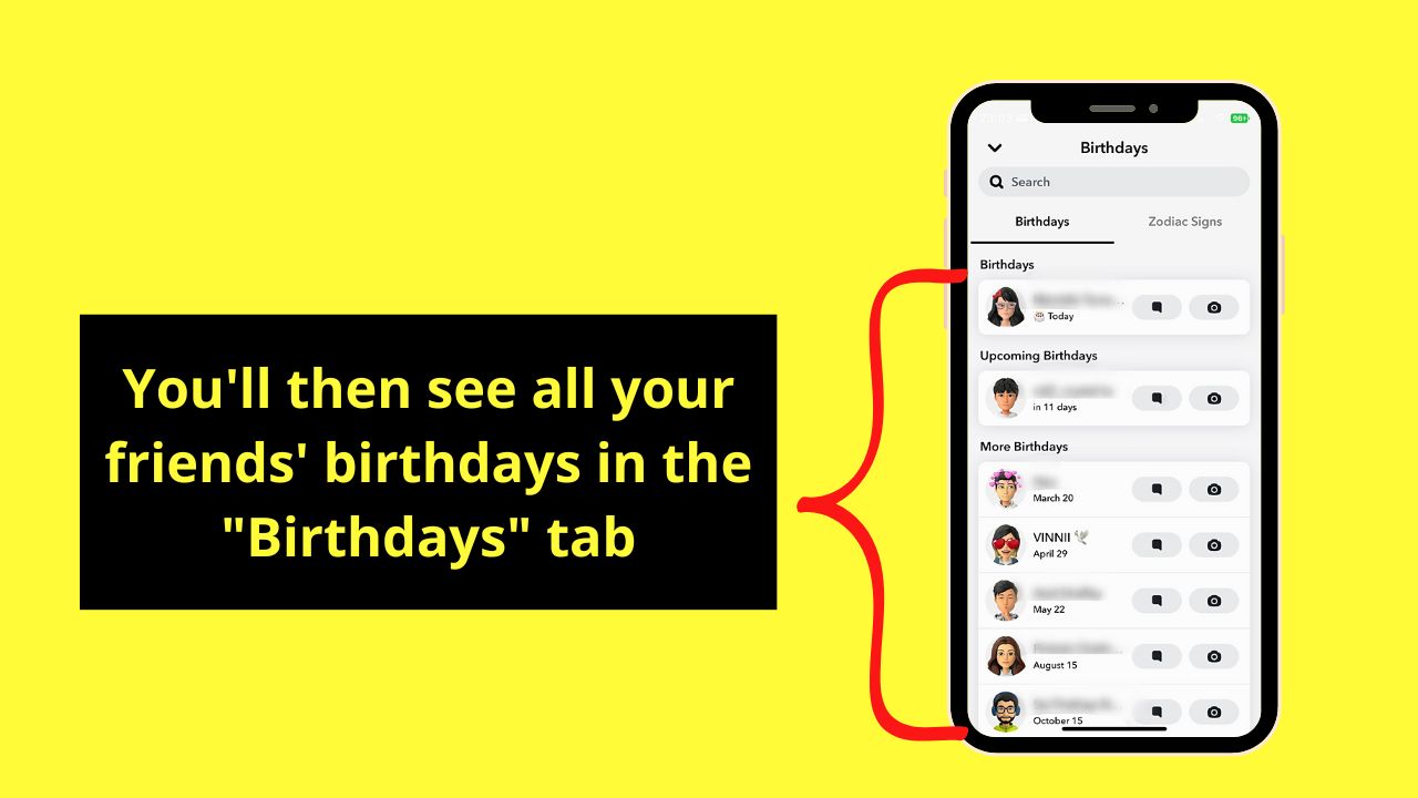 How to Find Recent, Upcoming, and Previous Birthdays on Snapchat Step 2