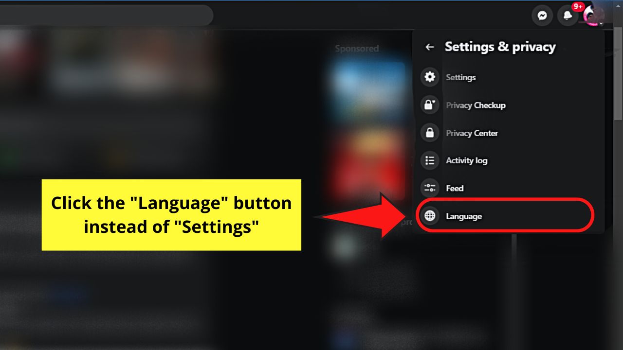 Shortcut Method for Changing the Language on Facebook (Desktop) Step 1