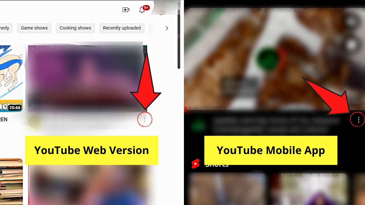 Soft Blocking Videos from Appearing on Your Feed (Web or Mobile) Step 1