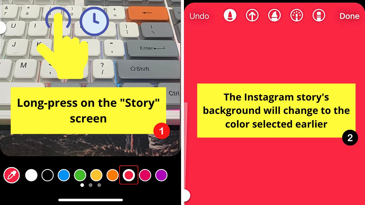 Choosing a Solid Color to Change the Background Color on an Instagram Story Step 6