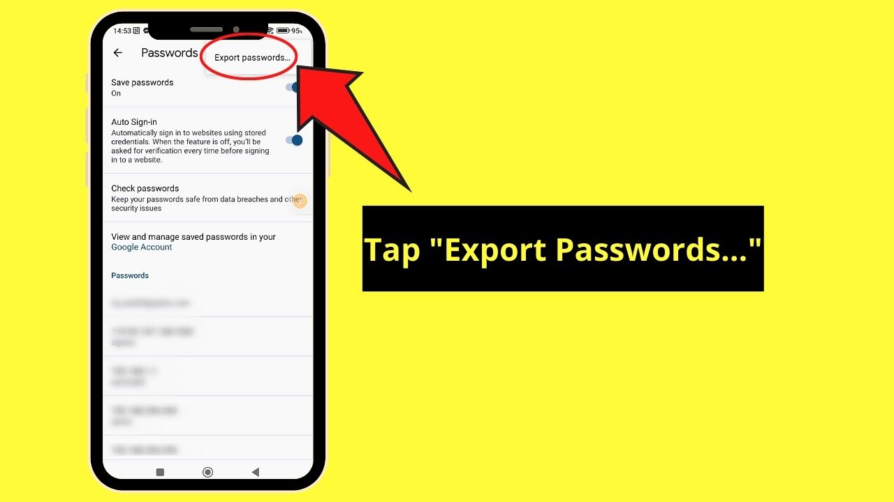 Exporting Saved Passwords in Google Chrome Android Step 5