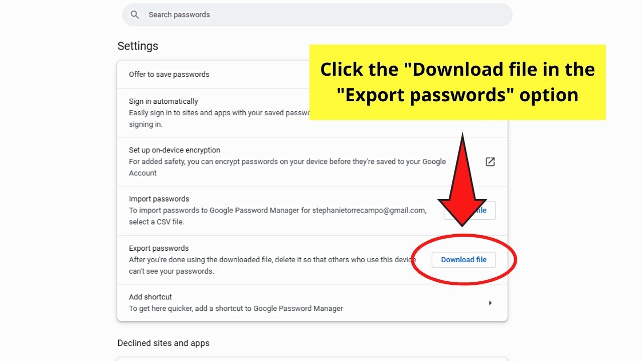 Exporting Saved Passwords in Google Chrome Desktop Step 3