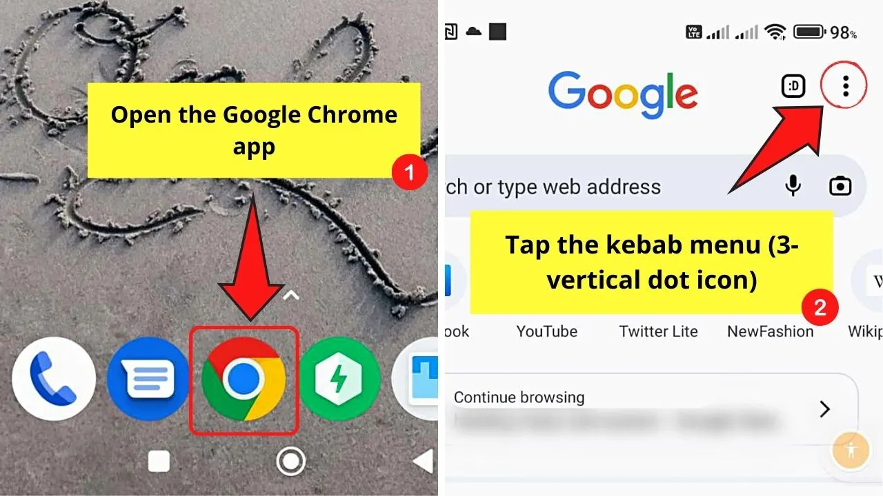 How to View Your Google Chrome Saved Passwords (Android) Step 1