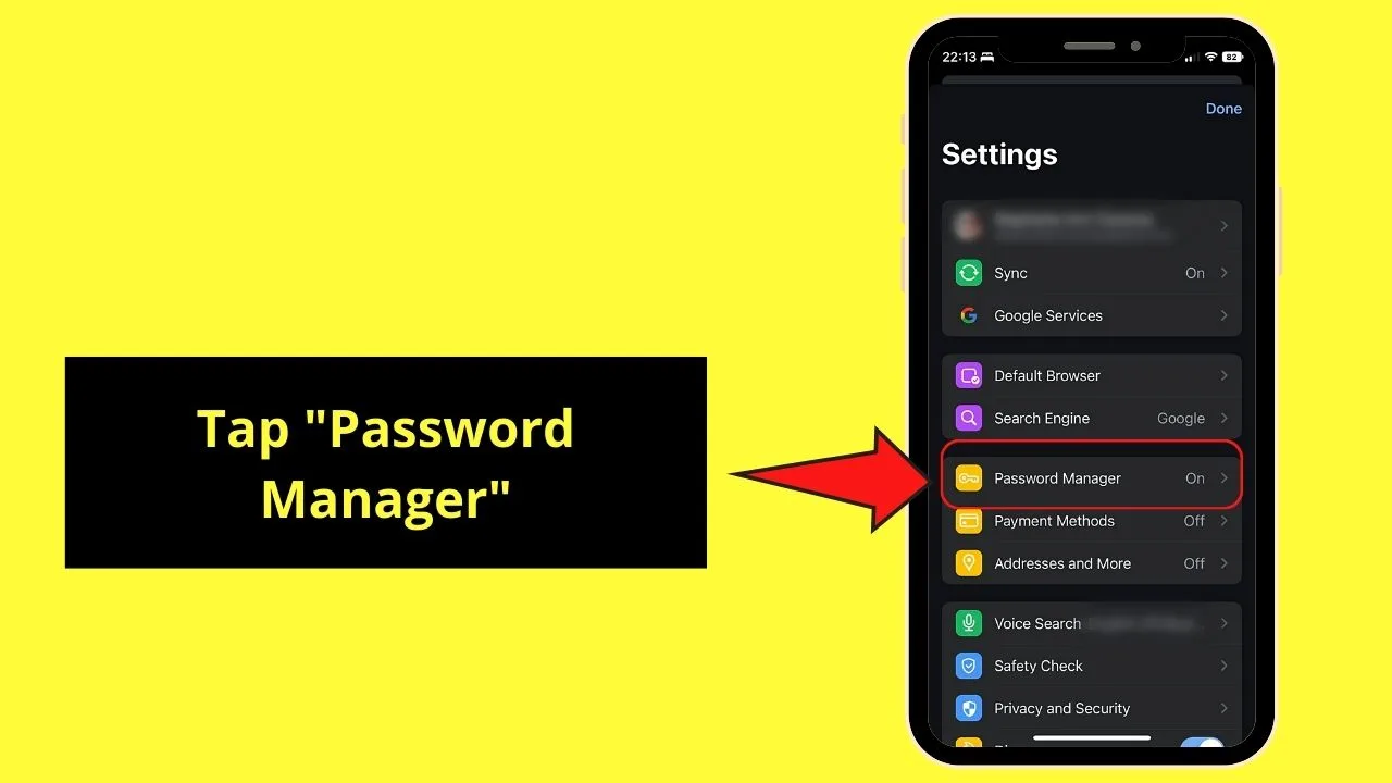 How to View Your Google Chrome Saved Passwords (iPhone) Step 3