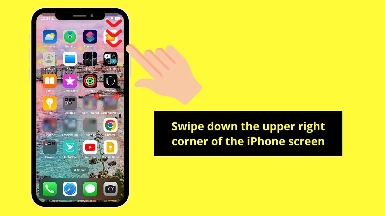 Turning Off Do Not Disturb on the iPhone Through the Control Center (Newer iOS) Step 1