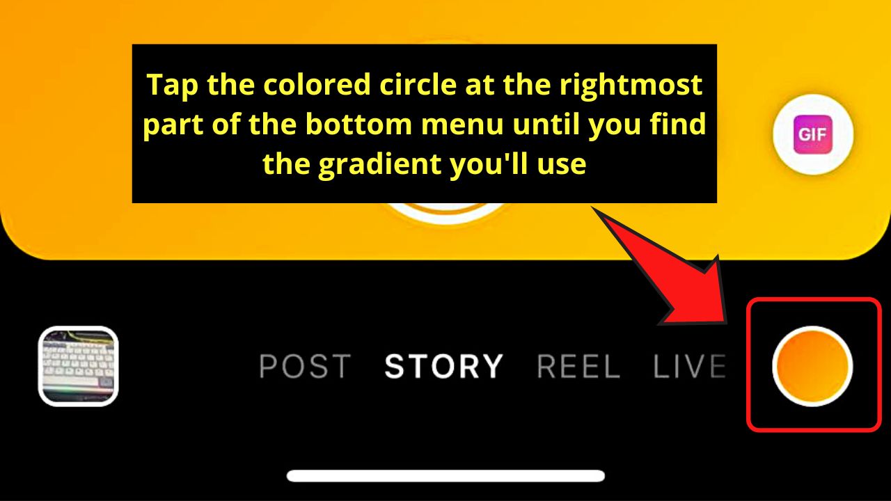 Using Gradients to Change the Background Color on Instagram Story Step 2
