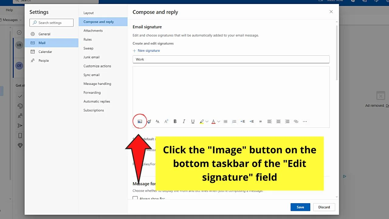 Adding Picture to Signature in Microsoft Outlook Step 4
