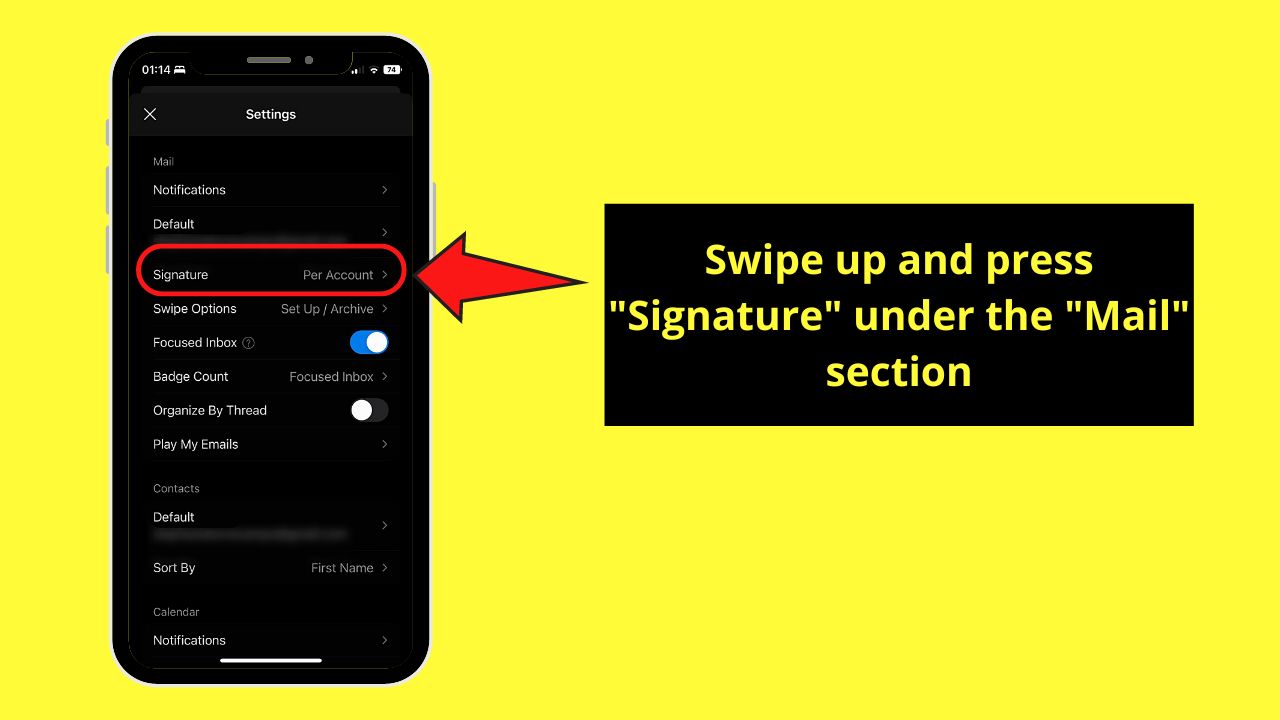Deleting Signature in Microsoft Outlook (Mobile) Step 2