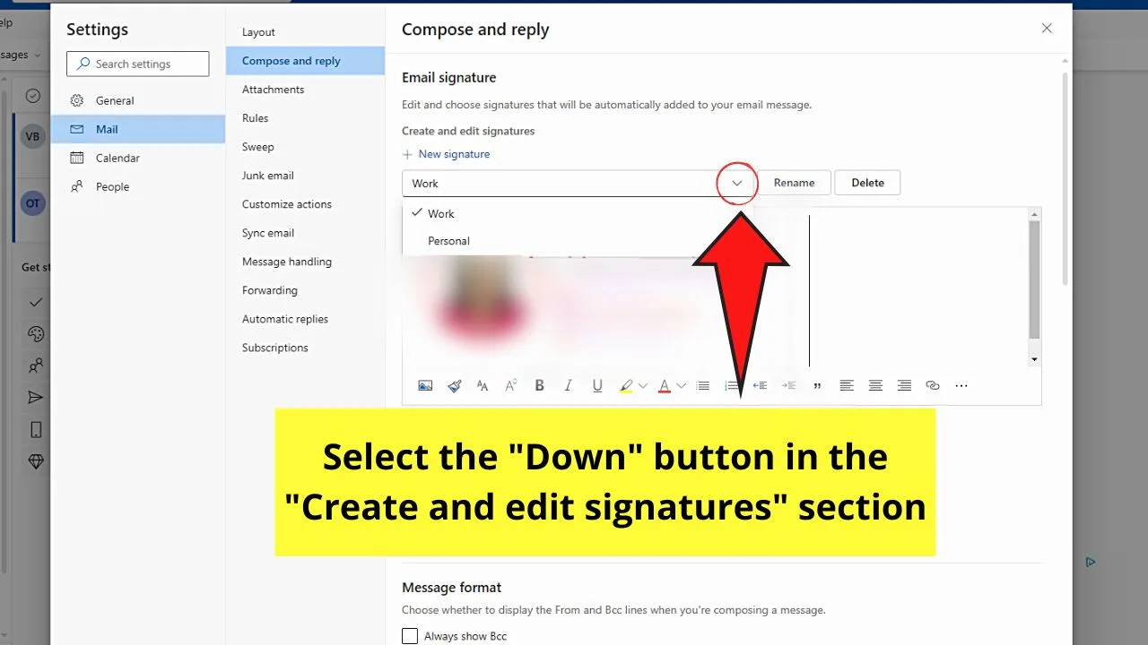 How to Change the Signature in Microsoft Outlook (Desktop or Web Version) Step 4